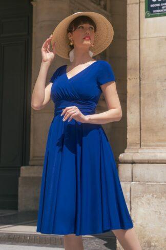 Alessandra Swing-Kleid in Königsblau.