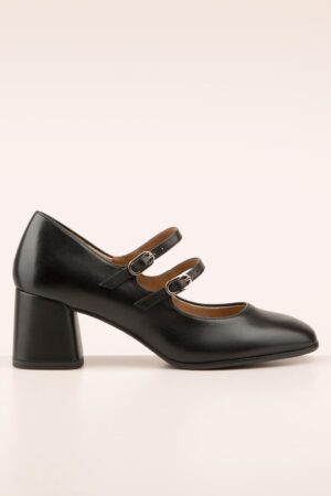 Amelie Leder Pumps in Schwarz