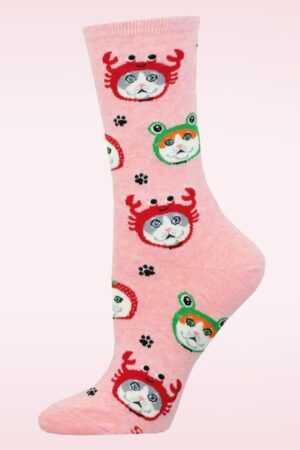 Cat Hats Socken in Hellrosa