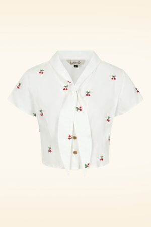 Cherry Vibes Bluse in Weiß