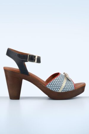 Karina Leder Plateau Sandalen in Marineblau