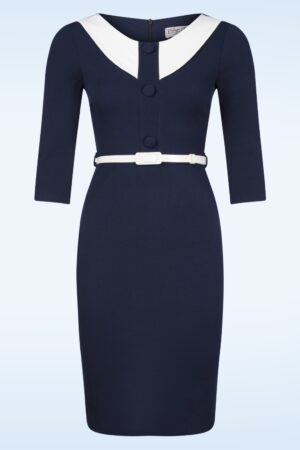 Lori Etuikleid in Marineblau und Weiß