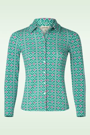 Sara Graphic Bluse in Türkis