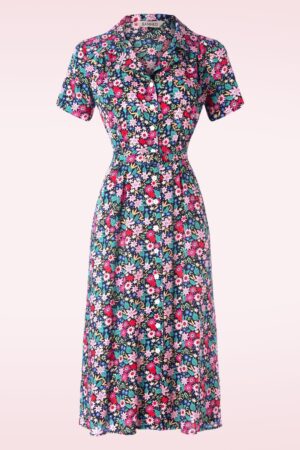 Tea-Party-Kleid in Schwarz und Mehrfarbig