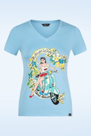 Vintage Love T-Shirt in Himmelblau