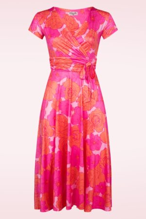 Andi Blumenschaukelkleid in Rosa und Orange
