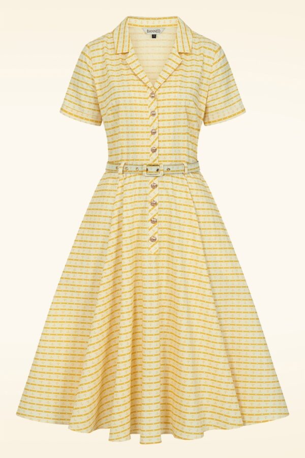 Bella Anchor Ahead Kleid in Creme und Gelb.