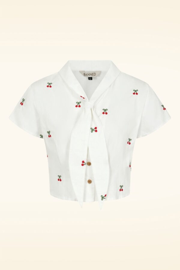 Cherry Vibes Bluse in Weiß