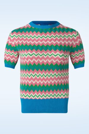 Chevron gestricktes Oberteil in Methyl Blau