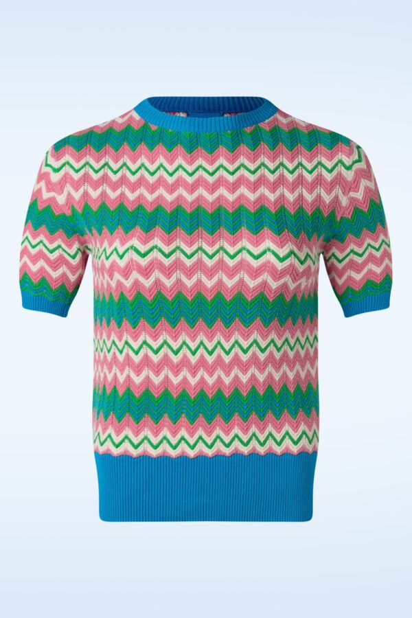 Chevron gestricktes Oberteil in Methyl Blau