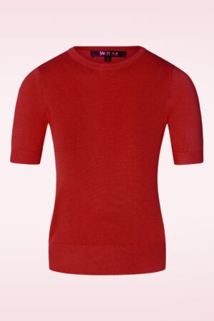 Debbie Kurzarmpullover in Lippenstiftrot