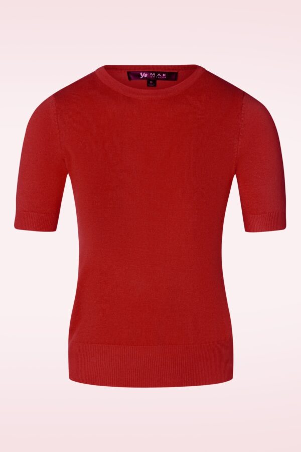 Debbie Kurzarmpullover in Lippenstiftrot