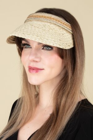Delilah Stroh-Sonnenvisier in Beige und Gold