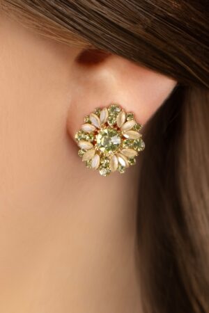 Diana Crystal Flower Ohrringe in Gold und Puderrosa