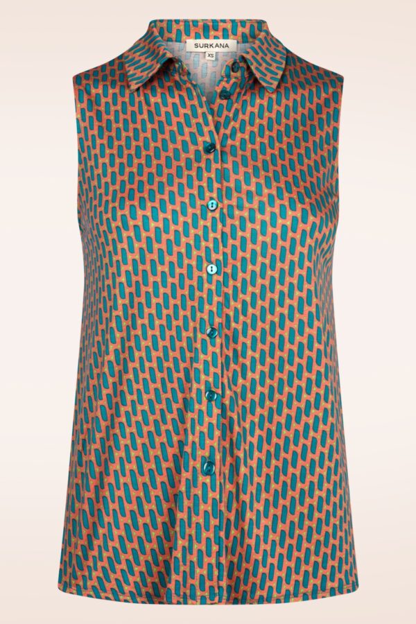 Eden Sleeveless Bluse Top in Türkis