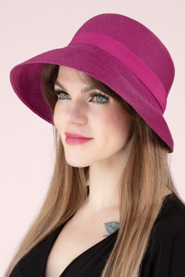 Ella Stroh Cloche Hut in Bougainvillea Pink