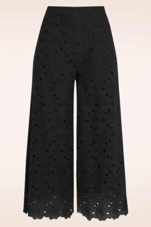 Ethel Brava Broderie 7/8 Hose in Schwarz.