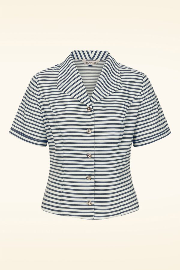 Gloria Sea Bluse in Marineblau und Off White