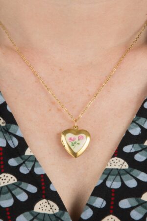 Herz Medaillon Halskette in Gold.