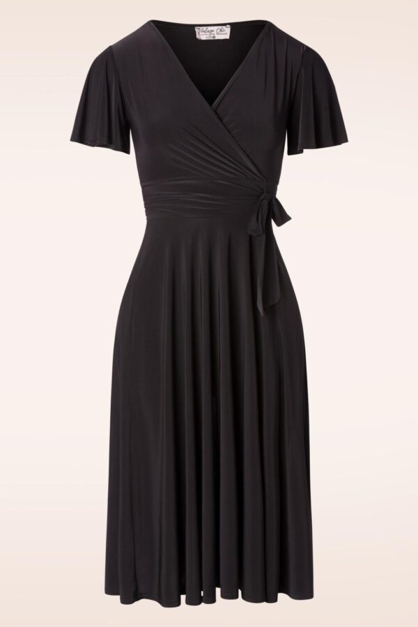 Irene Crossover-Swing-Kleid in Schwarz