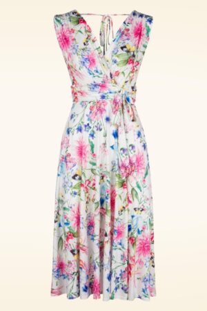 Jane Floral Butterfly Swing Kleid in Weiß und Multi