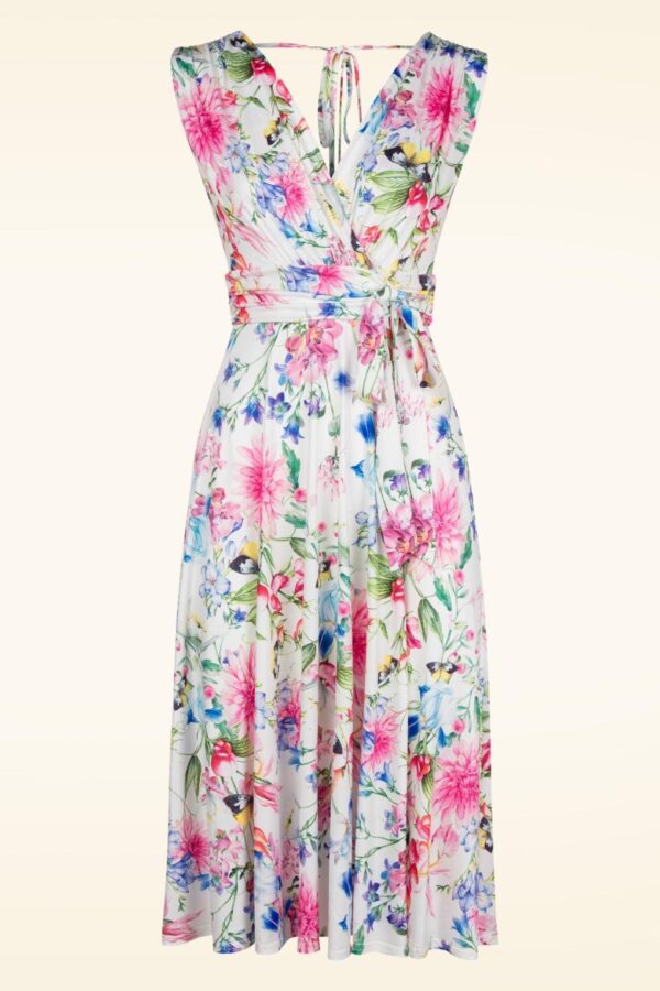 Jane Floral Butterfly Swing Kleid in Weiß und Multi