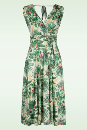 Jane Tropical Swing Kleid in Grün