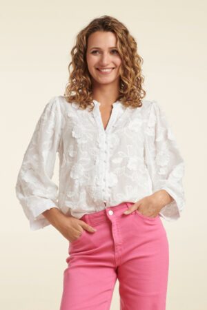 Juliette bestickte Bluse in Weiß