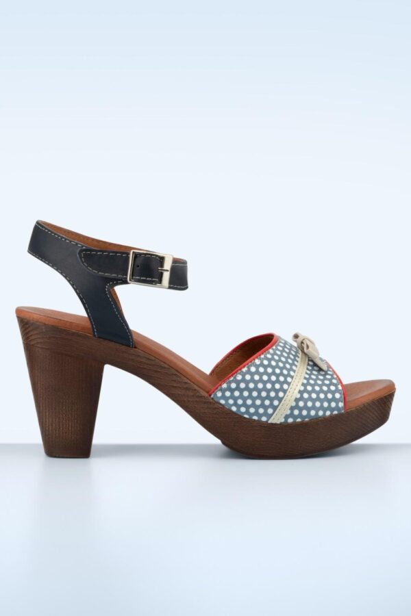 Karina Leder Plateau Sandalen in Marineblau