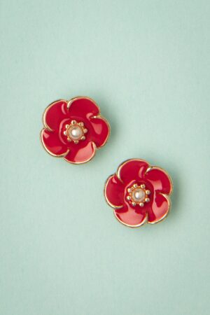 Kleine Rose Ohrstecker in Lippenstiftrot