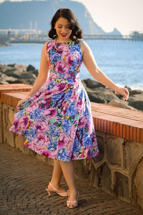 Lisa Floral Swingkleid in Lila