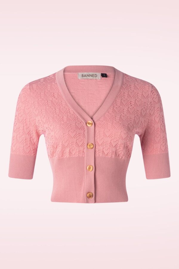 Love Heart Strickjacke in Puderrosa