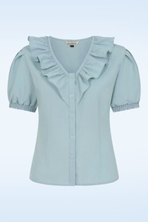Madeline Volant Bluse in Pastellblau