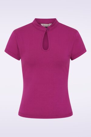 Mandarin-Kragen Shirt in Amarant.