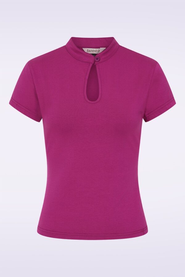 Mandarin-Kragen Shirt in Amarant.