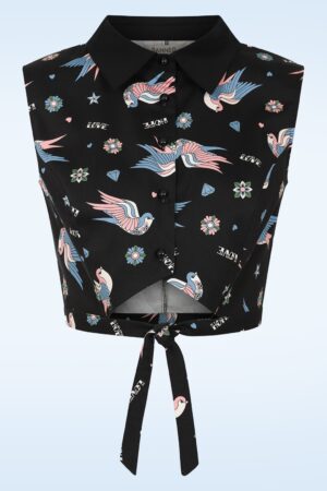 Marilou Schwalbe Crop Bluse in Schwarz