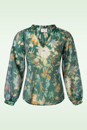 Melissa Sheer Floral Bluse in weichem Grün