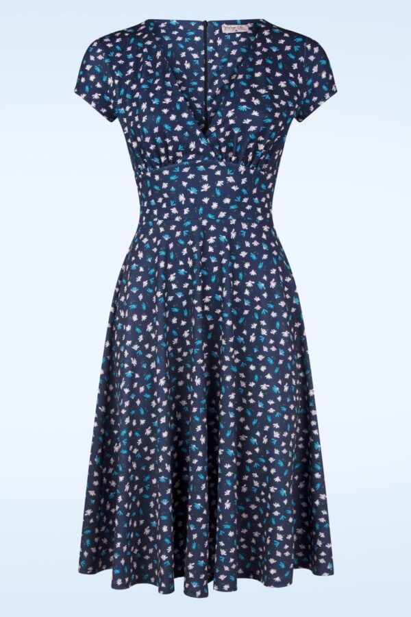 Miley Ditsy Swing Kleid in Marineblau