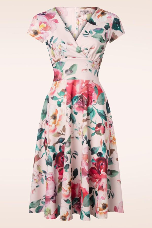 Miley Flower Swing Kleid in Dusty Rosa und Multi