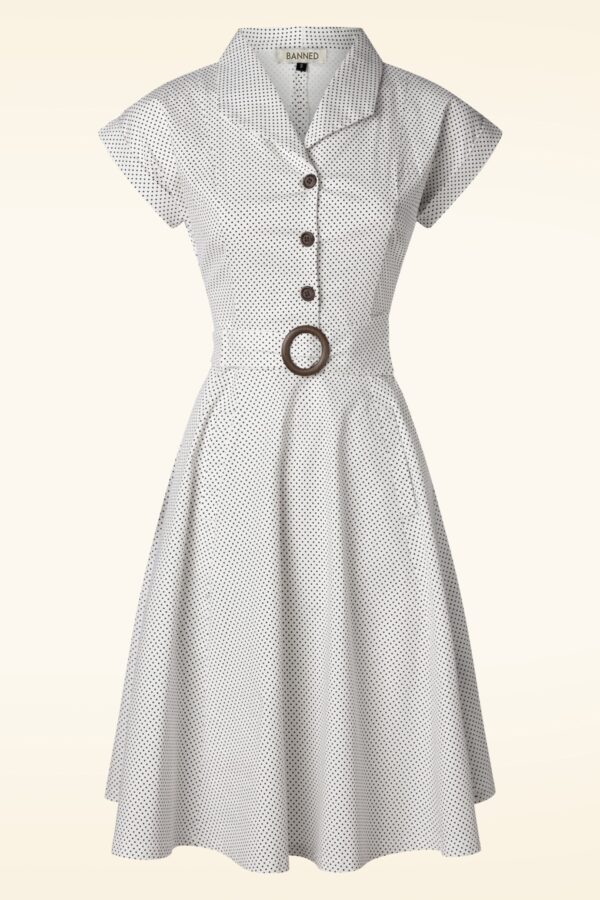 Polka Dot Tanz Kleid in Off White