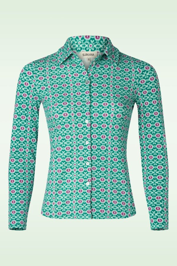 Sara Graphic Bluse in Türkis