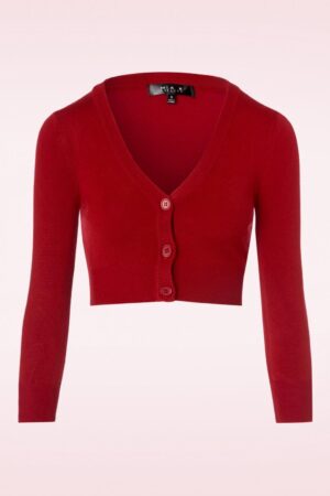 Shela Kurzer Cardigan in Lippenstiftrot