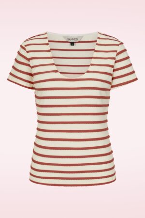 Summer Ethel Top in Creme und Rot