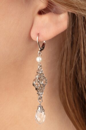 Viktorianische Filigran Ohrringe aus Silber und Glas