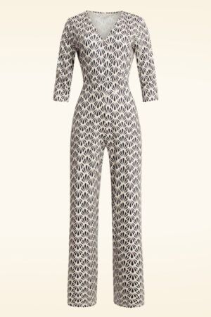 Adeline Jumpsuit in Off White und Schwarz