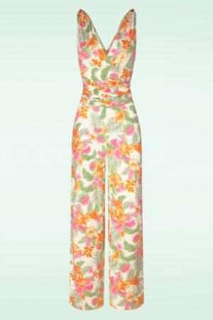 Aloha-Jumpsuit in Weiß und Orange