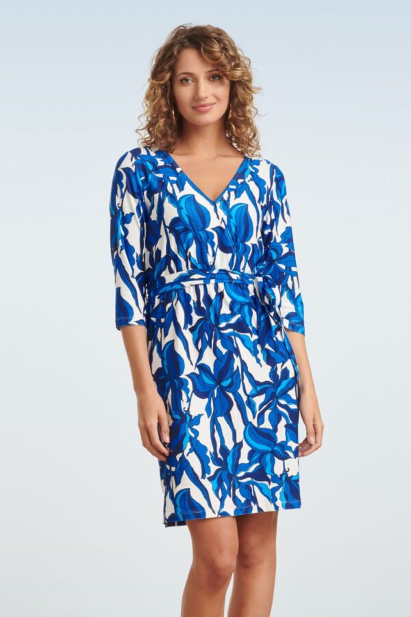 Amira Blumen Kleid in Blau und Weiß