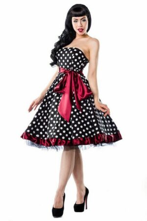 Atixo Bandeaukleid 50er Jahre Pin Up Rockabilly Kleid Retro Tanzkleid Bandeau dots
