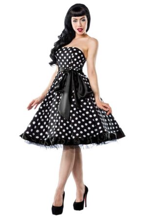 Atixo Bandeaukleid 50er Jahre Pin Up Rockabilly Kleid Retro Tanzkleid Bandeau dots