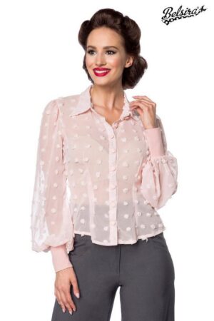 BELSIRA Hemdbluse Belsira - Vintage-Bluse - (2XL,3XL,4XL,L)